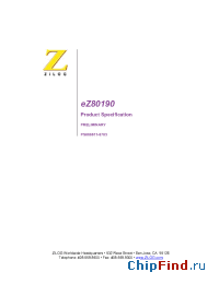 Datasheet eZ80190AZ050EC manufacturer Zilog