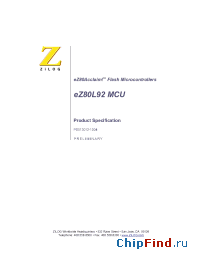 Datasheet EZ80L92 manufacturer Zilog