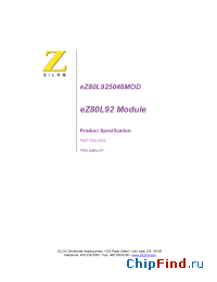 Datasheet EZ80L925048MOD manufacturer Zilog