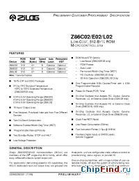 Datasheet Z86C02 manufacturer Zilog