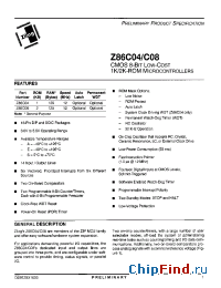 Datasheet Z86C0404PSC manufacturer Zilog