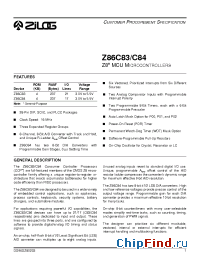 Datasheet Z86C8316PEC manufacturer Zilog