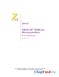 Datasheet Z86C9116VSC manufacturer Zilog