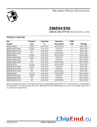 Datasheet Z86E0812HEC1866 manufacturer Zilog