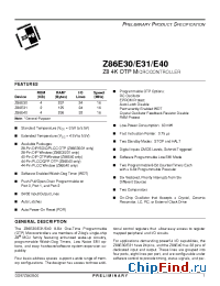 Datasheet Z86E3016PEE manufacturer Zilog