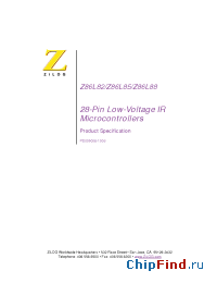 Datasheet Z86L8208PSC manufacturer Zilog