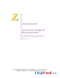 Datasheet Z86L826PZ008SC manufacturer Zilog