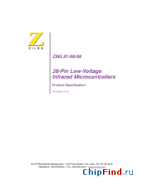 Datasheet Z86L9808PSC manufacturer Zilog