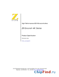 Datasheet Z8F0113PB005SC manufacturer Zilog