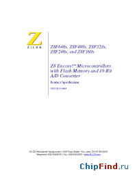 Datasheet Z8F1601AN020EC manufacturer Zilog